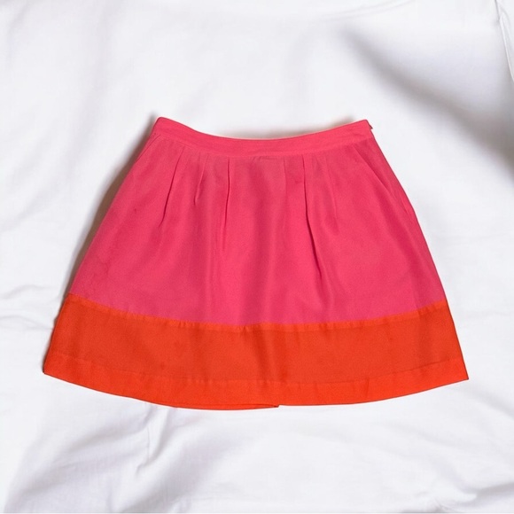 J Crew Colorblock Bright Pink and Orange Women's Summer Mini Skirt- Size 0 - Picture 3 of 5